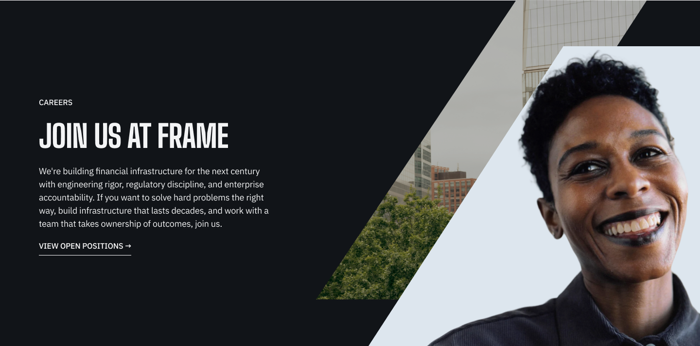 Careers at Frame — open roles in engineering, compliance, and commercial